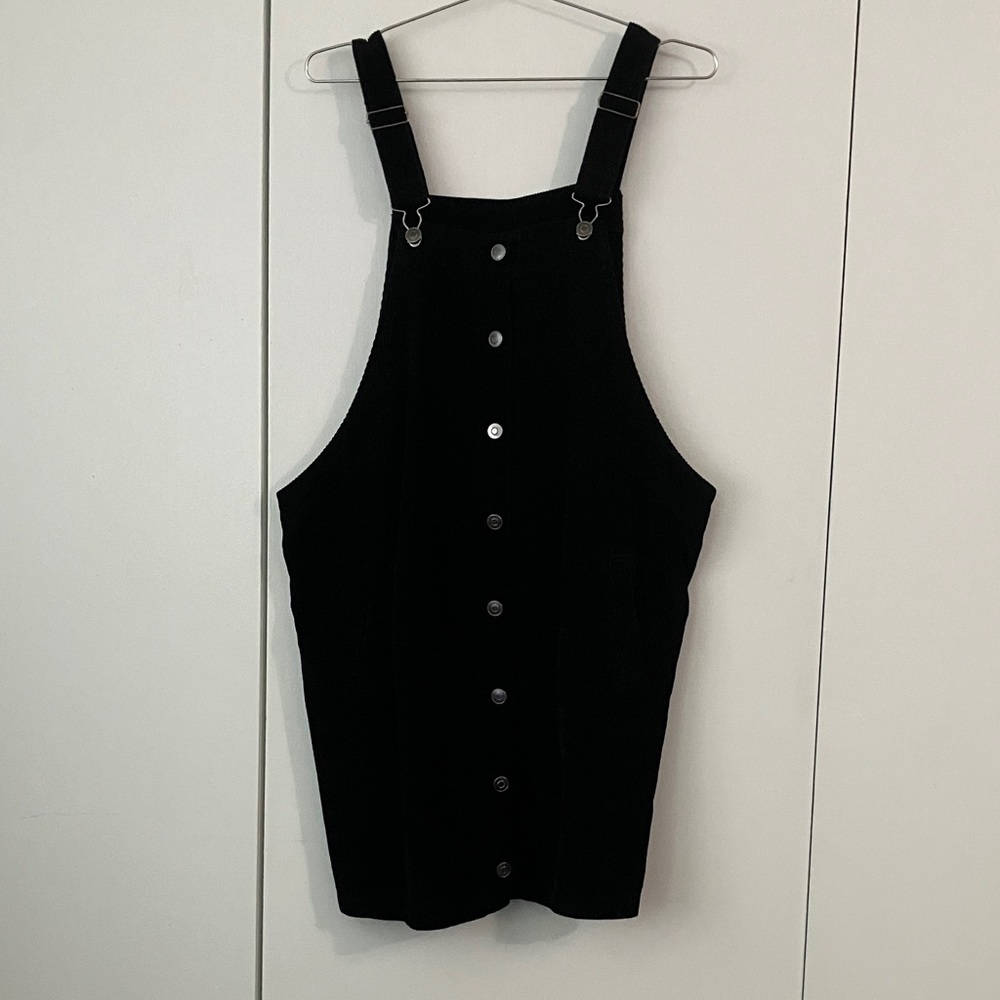 Celebrity Pink Black Corduroy Overall Dress